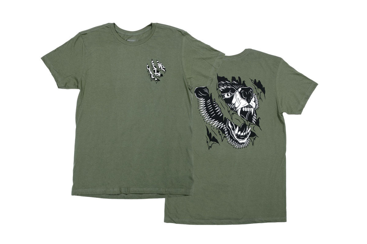 Odyssey Ripped Monogram T-shirt, oliven, S