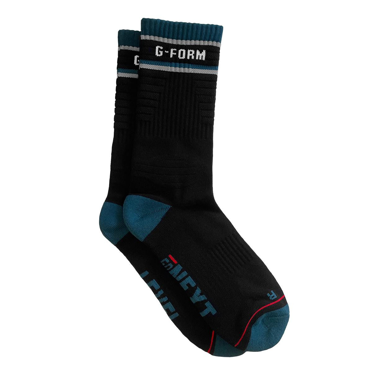 G-Form Mid-Calf sokker L/XL, sort/teal/grå