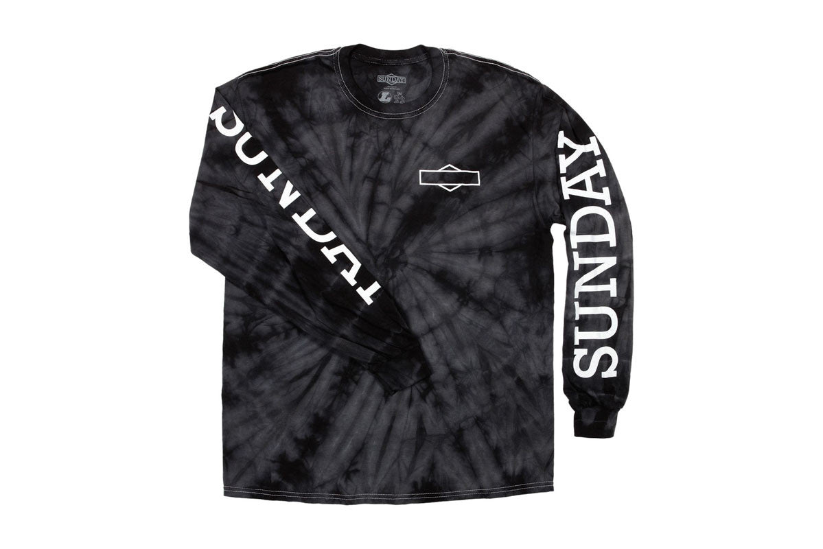 Sunday Rockwell Box langærmet T-shirt S, tie-dye sort